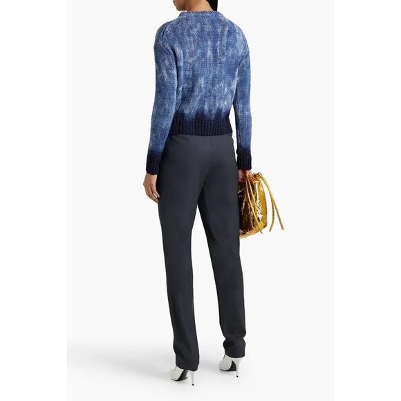 Altuzarra Blue Navy Hand Dyed 100% Silk Ribbon Knit Ombré Top - Picture 7 of 15